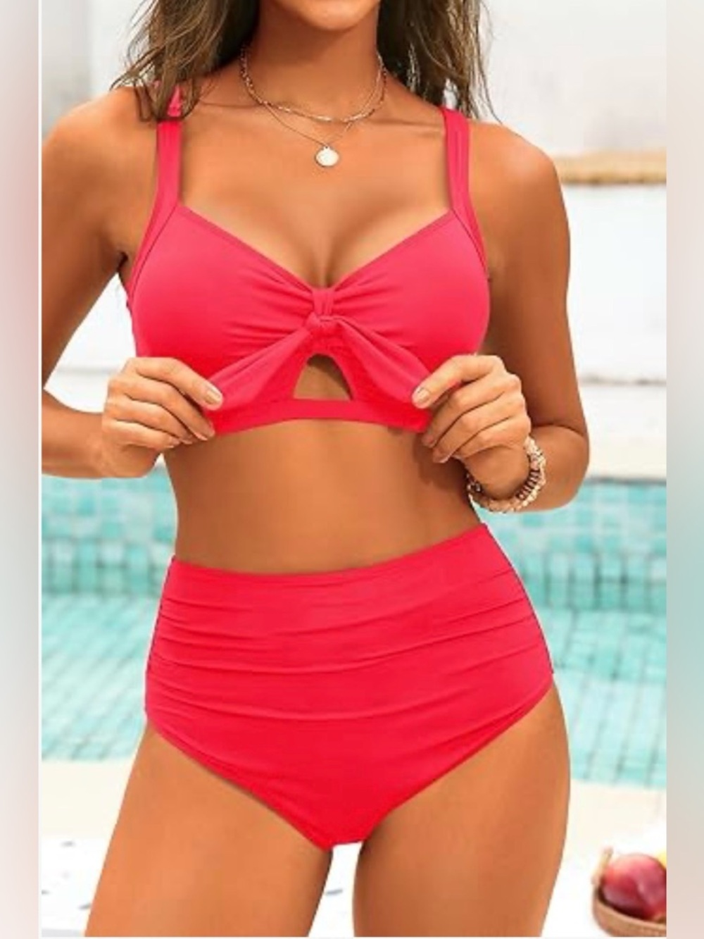 Tempt Me Two Piece Swimsuit- High Waisted Tummy Control Bathing Suits Ruched - Picture 3 of 7